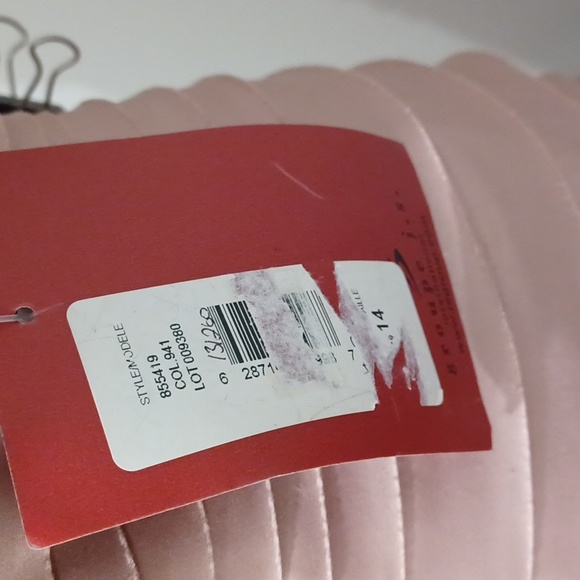 JS Collections Dusty Rose Satin Off the Shoulder Shutter Pleat Gown NEW-… - Picture 8 of 13